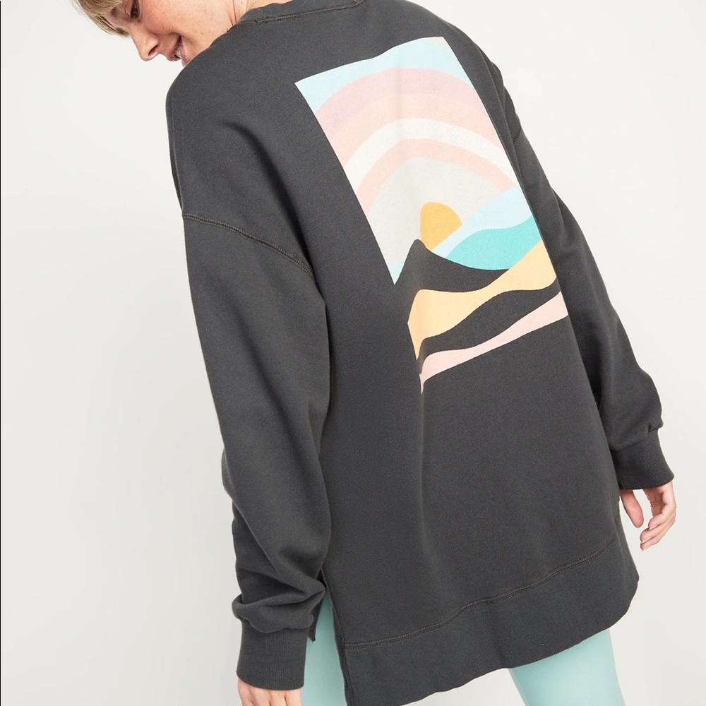 Old Navy Vintage Long-Sleeve French-Terry Tunic Sweatshirt size medium TALL